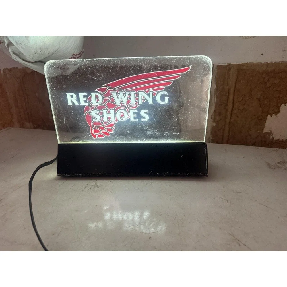 Vintage Red Wing Shoes Edge-Lite Lighted Acrylic Advertising Counter Sign Retail
